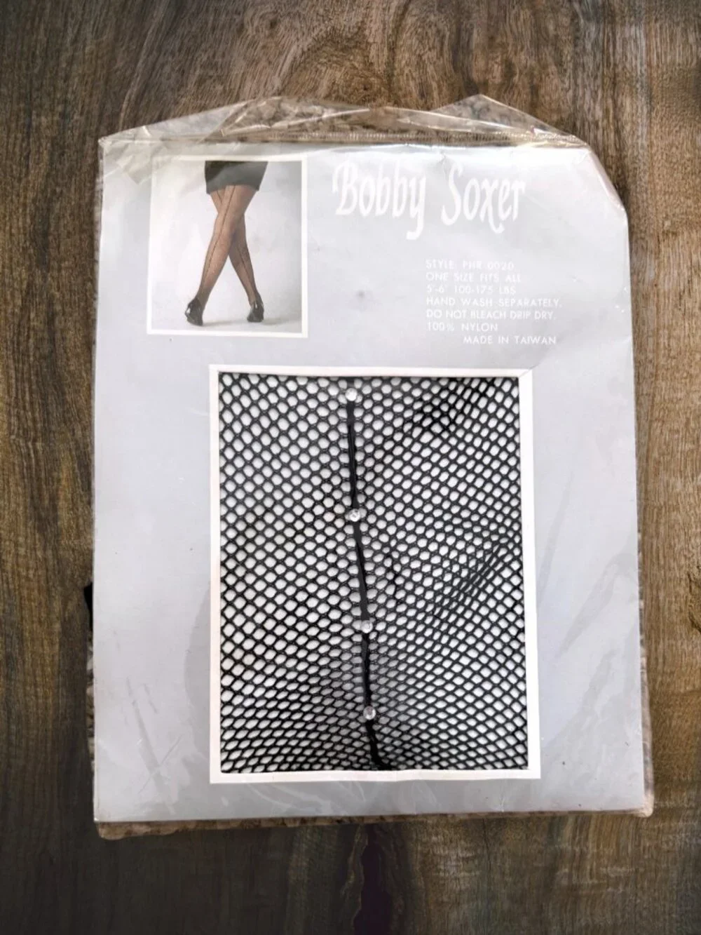 Vintage Bobby Soxer Fishnet Pantyhose Rhinestone Back Seam Black NOS One Size